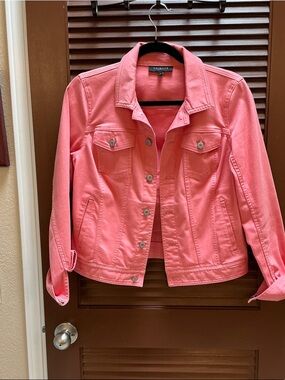 Talbots Coral Pink Denim Jacket